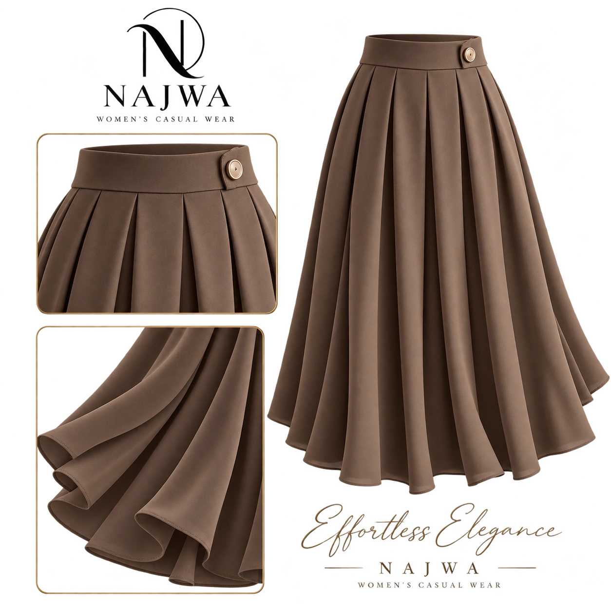 جيبة بليسيه موكا ميدي من NAJWA WOMEN'S CASUAL WEAR