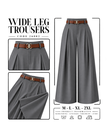 بنطلون Wide Leg رمادي – 26002